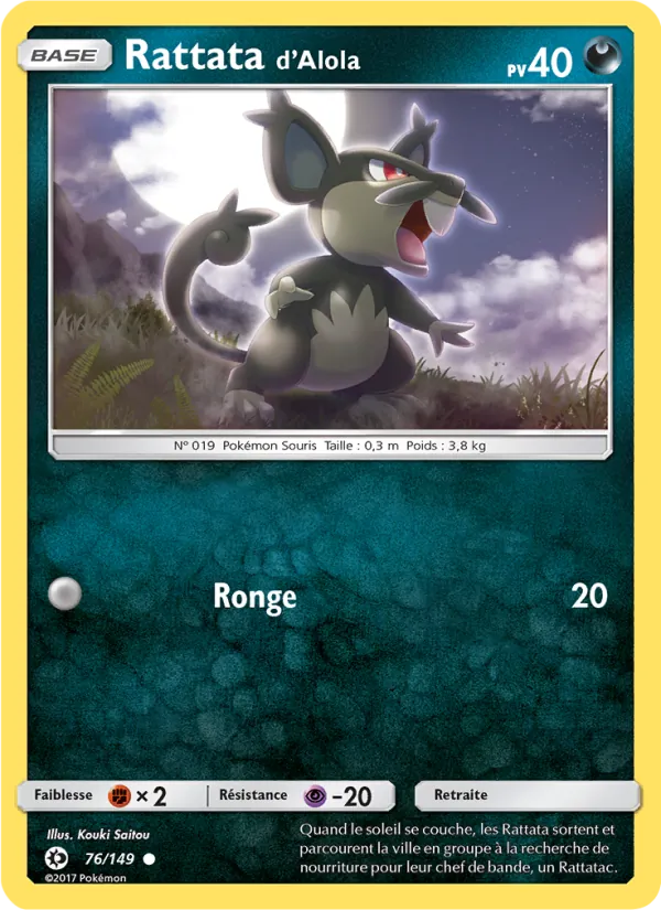 Carte Pokémon Rattata d’Alola 76/149 de l'extension Soleil et Lune