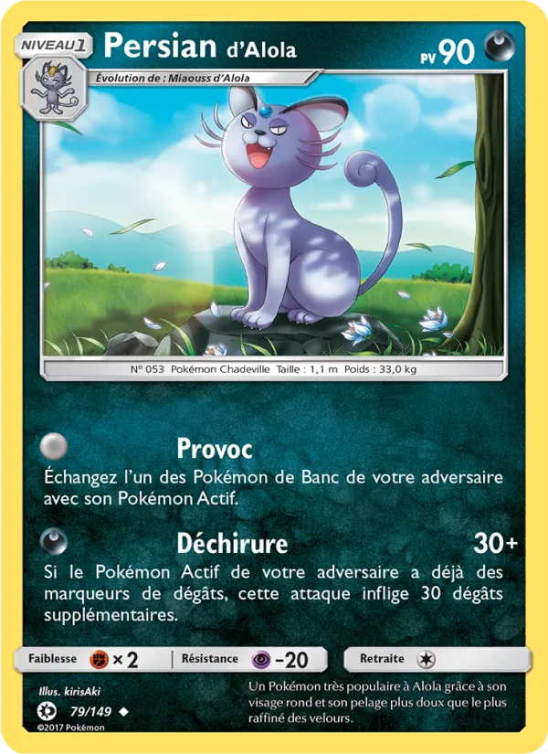 Carte Pokémon Persian d’Alola 79/149 de l'extension Soleil et Lune