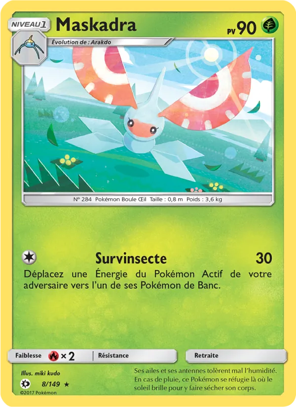 Carte Pokémon Maskadra 8/149 de l'extension Soleil et Lune