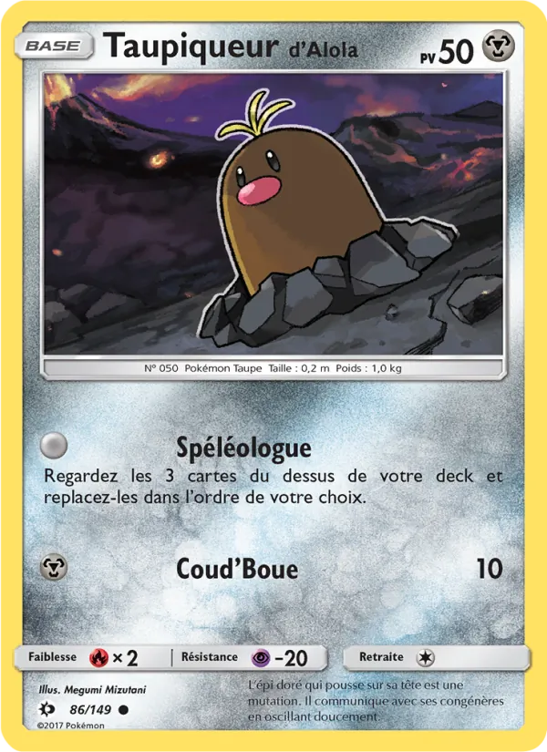 Carte Pokémon Taupiqueur d’Alola 86/149 de l'extension Soleil et Lune