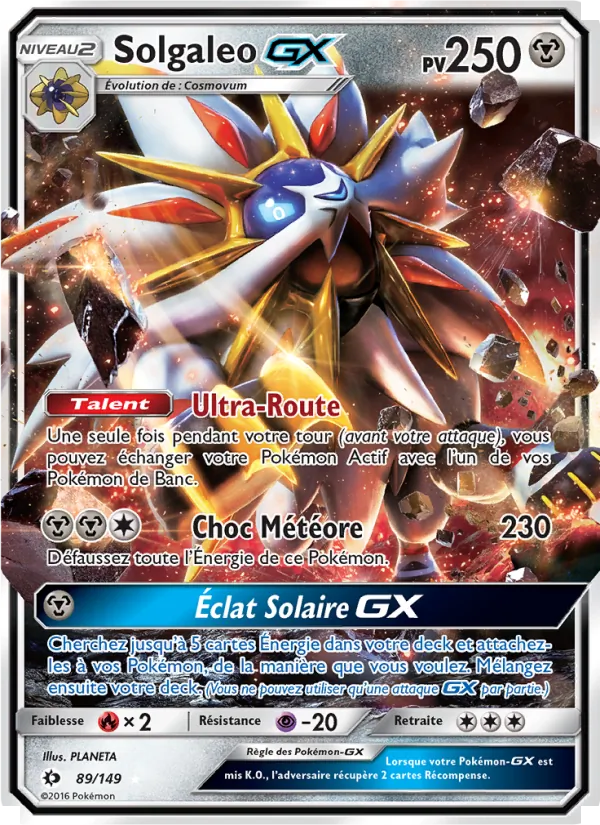 Carte Pokémon Solgaleo GX 89/149 de l'extension Soleil et Lune