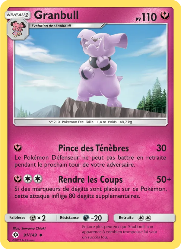 Carte Pokémon Granbull 91/149 de l'extension Soleil et Lune