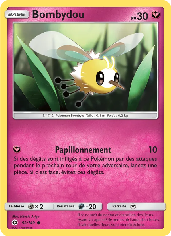 Carte Pokémon Bombydou 92/149 de l'extension Soleil et Lune