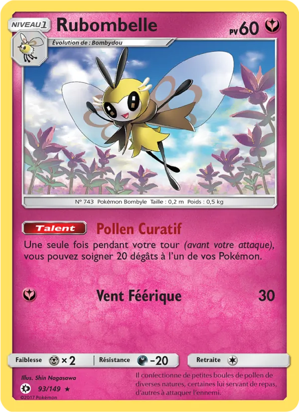 Carte Pokémon Rubombelle 93/149 de l'extension Soleil et Lune