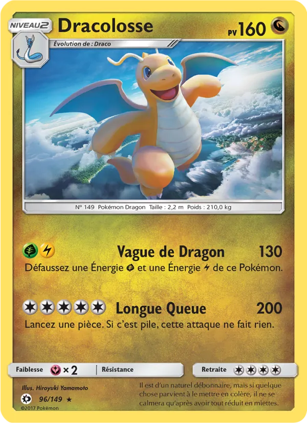 Carte Pokémon Dracolosse 96/149 de l'extension Soleil et Lune