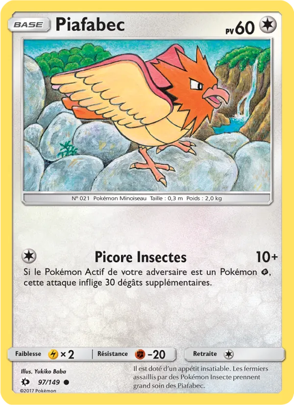 Carte Pokémon Piafabec 97/149 de l'extension Soleil et Lune