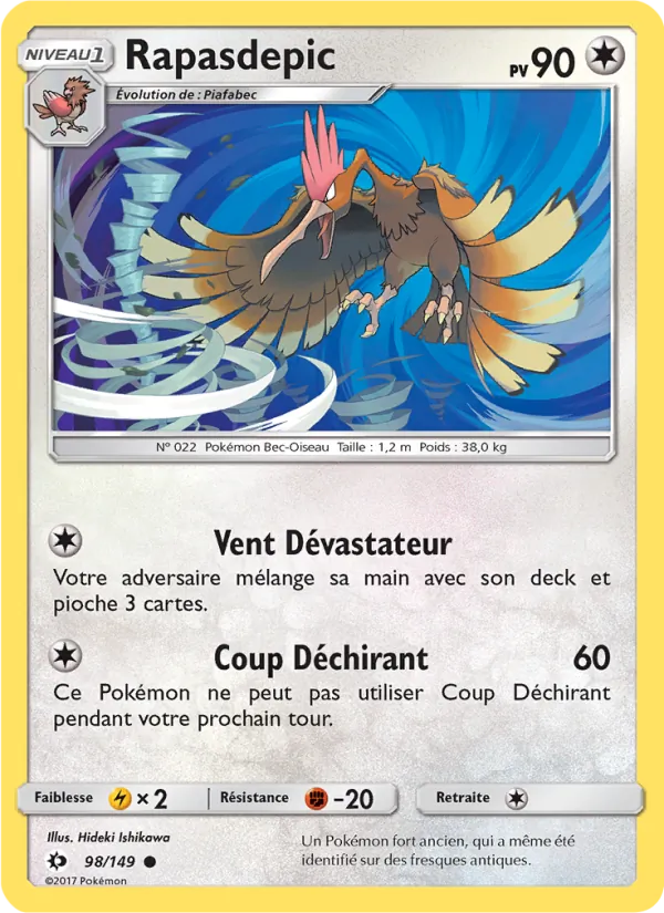 Carte Pokémon Rapasdepic 98/149 de l'extension Soleil et Lune