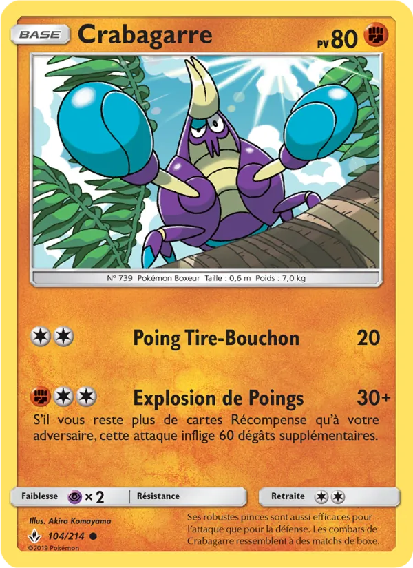 Carte Pokémon Crabagarre 104/214 de l'extension Alliance Infaillible