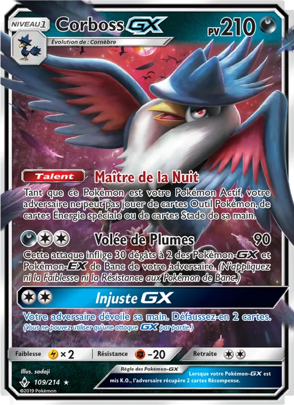 Carte Pokémon Corboss GX 109/214 de l'extension Alliance Infaillible