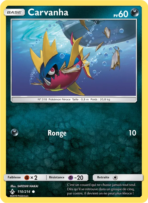 Carte Pokémon Carvanha 110/214 de l'extension Alliance Infaillible