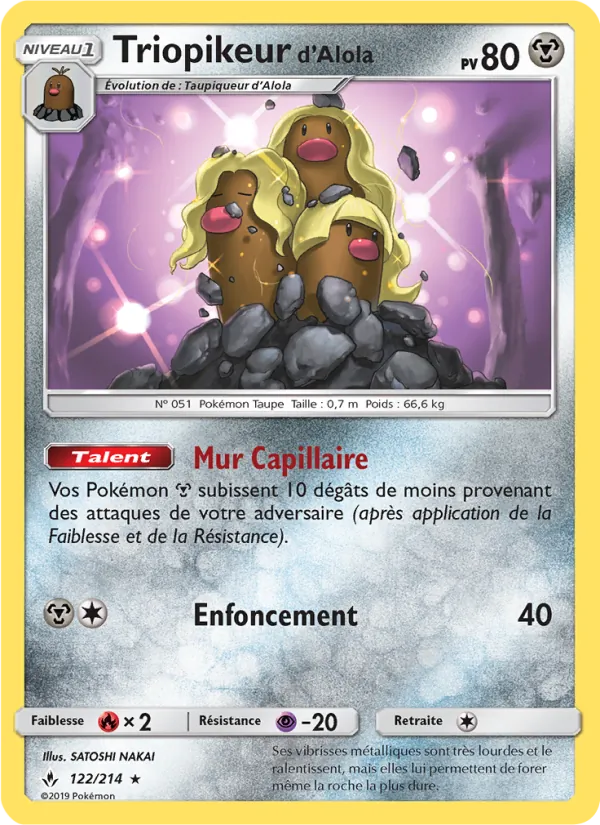 Carte Pokémon Triopikeur d’Alola 122/214 de l'extension Alliance Infaillible
