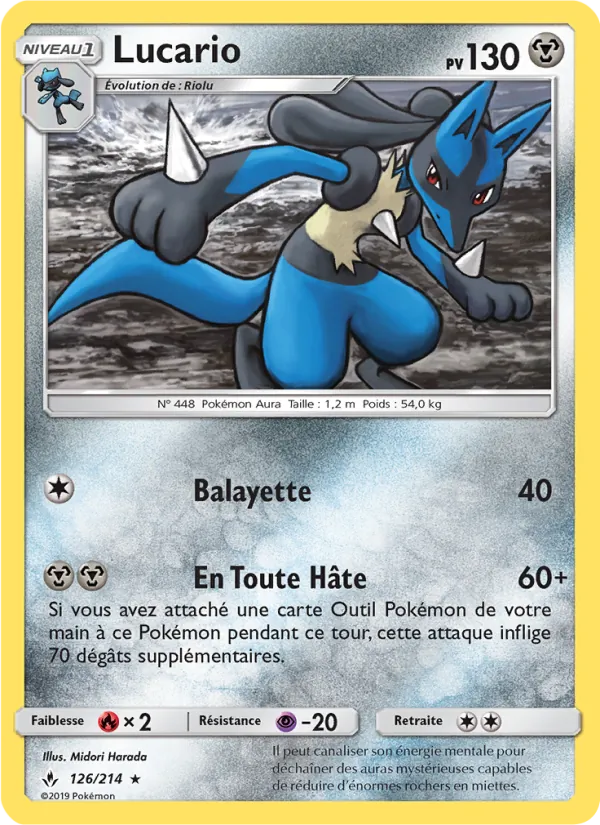 Carte Pokémon Lucario 126/214 de l'extension Alliance Infaillible