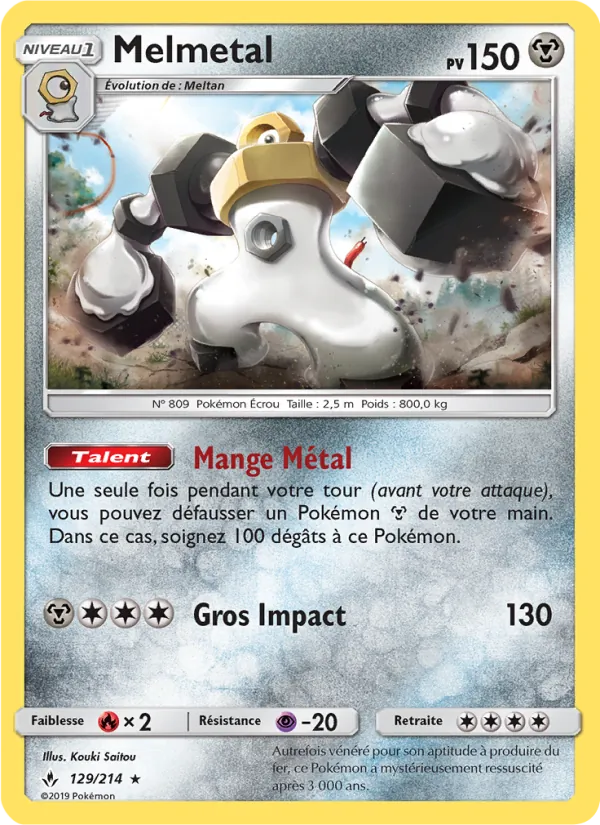 Carte Pokémon Melmetal 129/214 de l'extension Alliance Infaillible
