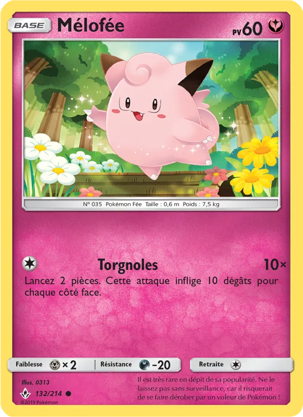 Carte Pokémon Mélofée 132/214 de l'extension Alliance Infaillible