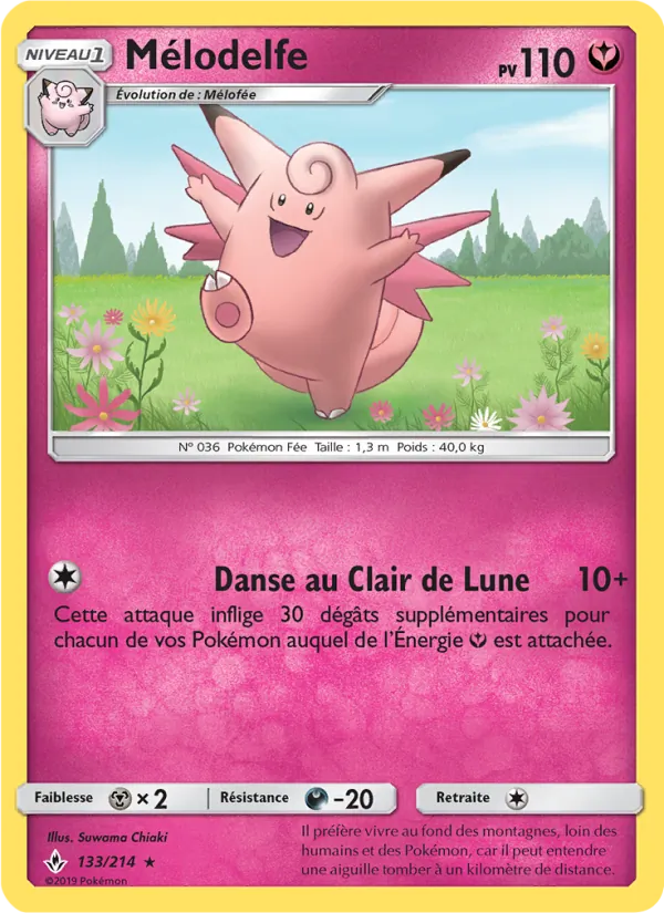 Carte Pokémon Mélodelfe 133/214 de l'extension Alliance Infaillible