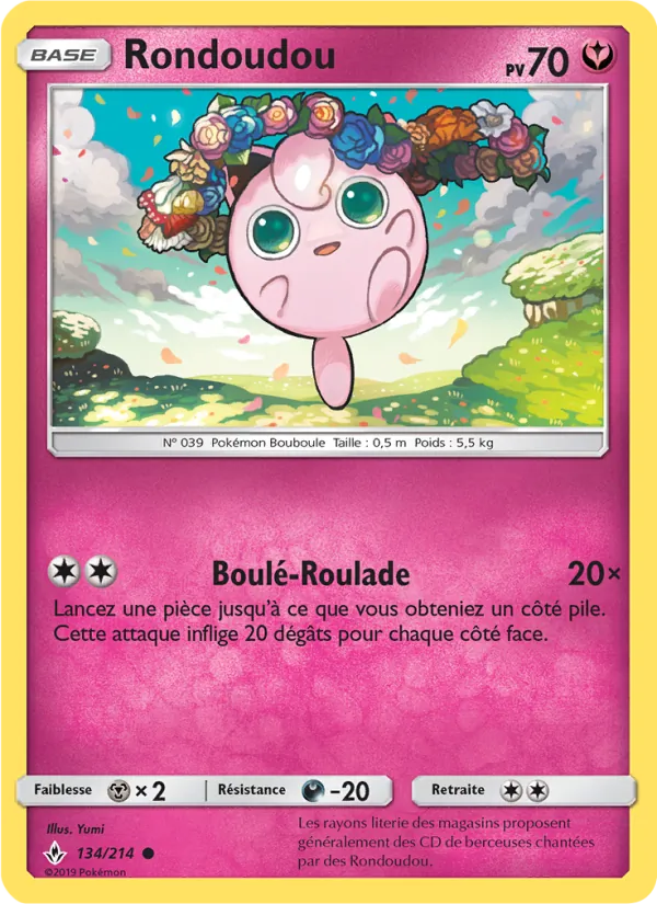 Carte Pokémon Rondoudou 134/214 de l'extension Alliance Infaillible