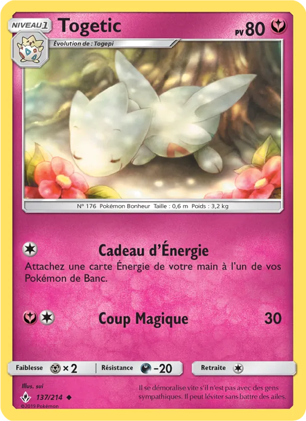 Carte Pokémon Togetic 137/214 de l'extension Alliance Infaillible