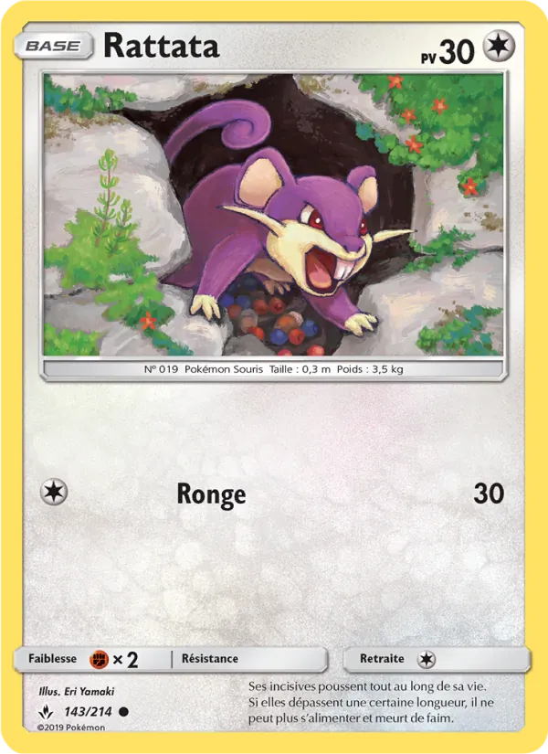 Carte Pokémon Rattata 143/214 de l'extension Alliance Infaillible
