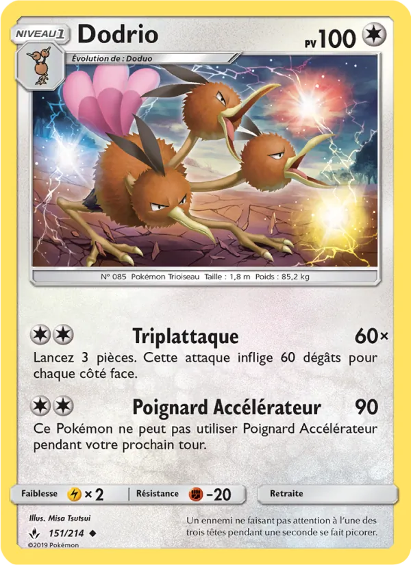 Carte Pokémon Dodrio 151/214 de l'extension Alliance Infaillible