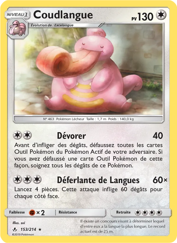 Carte Pokémon Coudlangue 153/214 de l'extension Alliance Infaillible