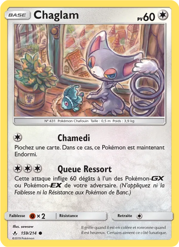 Carte Pokémon Chaglam 159/214 de l'extension Alliance Infaillible