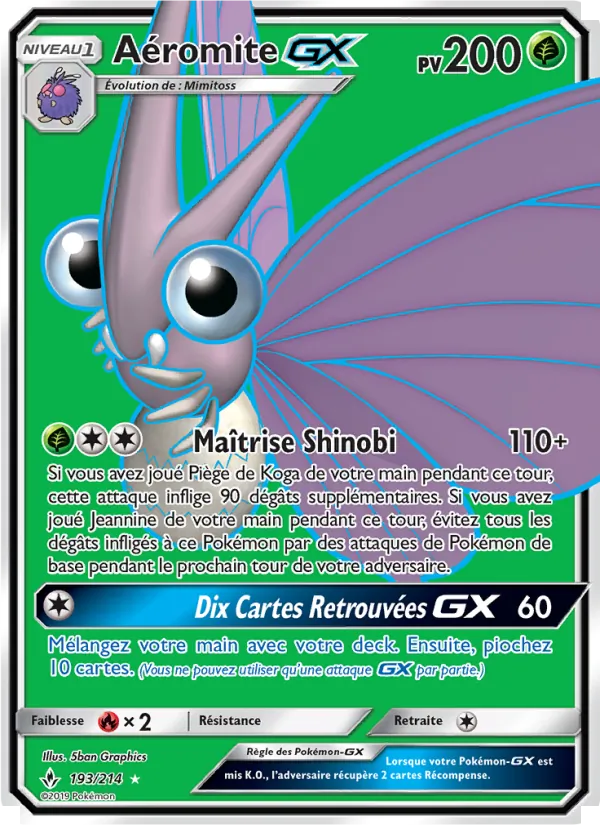 Carte Pokémon Aéromite GX 193/214 de l'extension Alliance Infaillible