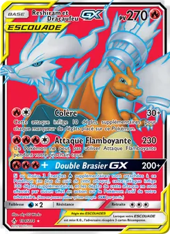 Carte Pokémon Reshiram et Dracaufeu GX 194