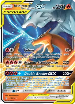 Carte Pokémon Reshiram et Dracaufeu GX 20