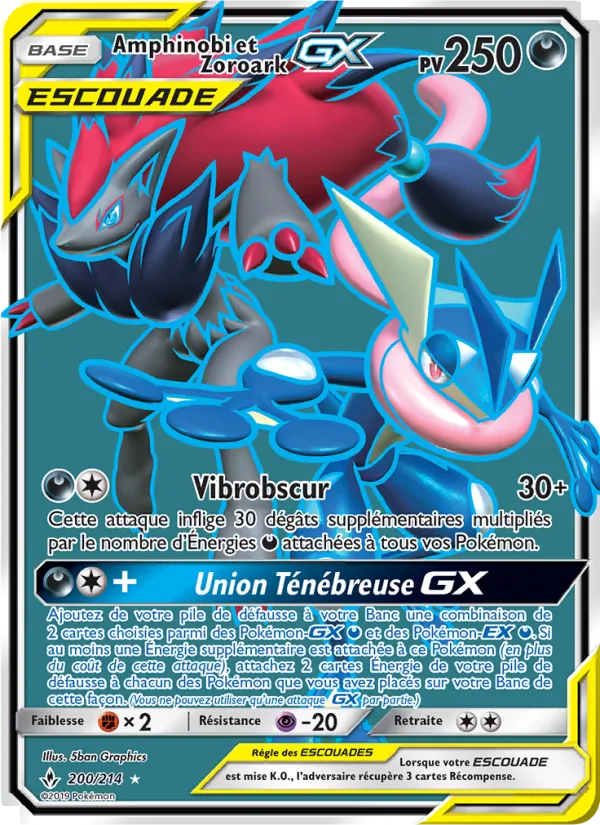 Carte Pokémon Amphinobi et Zoroark GX 200/214 de l'extension Alliance Infaillible