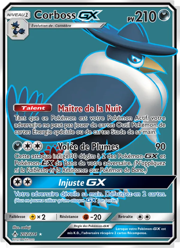 Carte Pokémon Corboss GX 202/214 de l'extension Alliance Infaillible