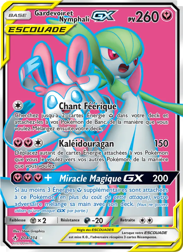 Carte Pokémon Gardevoir et Nymphali GX 204/214 de l'extension Alliance Infaillible