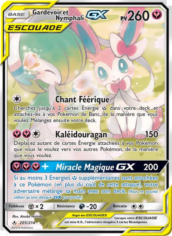 Carte Pokémon Gardevoir et Nymphali GX 205/214 de l'extension Alliance Infaillible