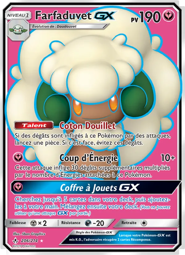 Carte Pokémon Farfaduvet GX 206/214 de l'extension Alliance Infaillible