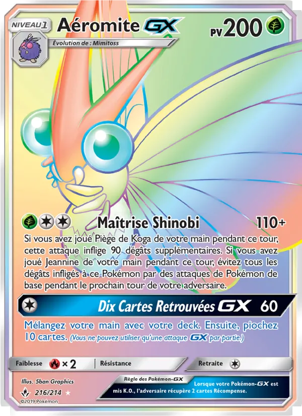 Carte Pokémon Aéromite GX 216/214 de l'extension Alliance Infaillible