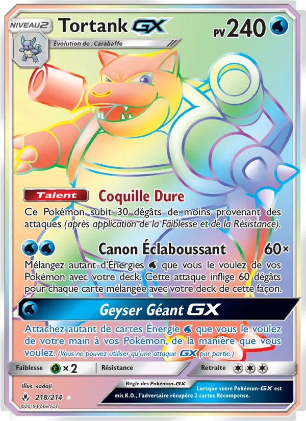 Carte Pokémon Tortank GX 218/214 de l'extension Alliance Infaillible
