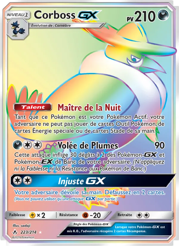 Carte Pokémon Corboss GX 223/214 de l'extension Alliance Infaillible