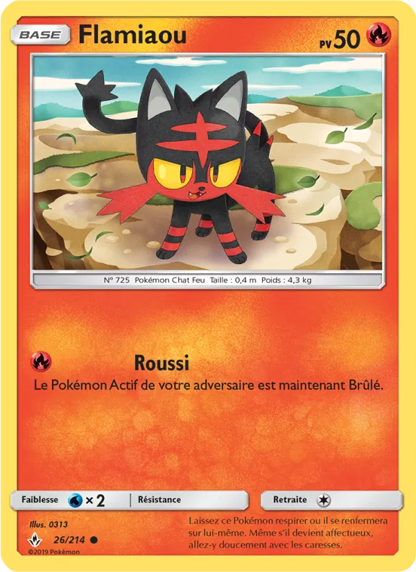 Carte Pokémon Flamiaou 26/214 de l'extension Alliance Infaillible