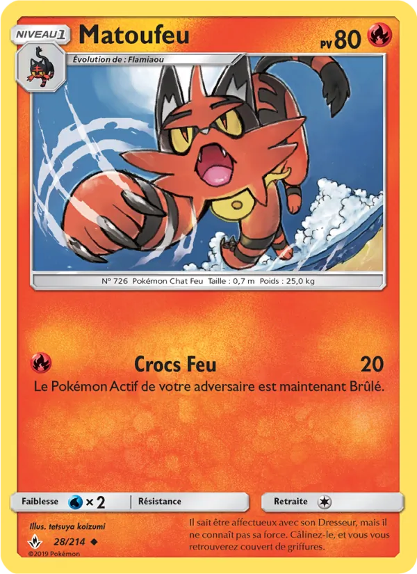 Carte Pokémon Matoufeu 28/214 de l'extension Alliance Infaillible