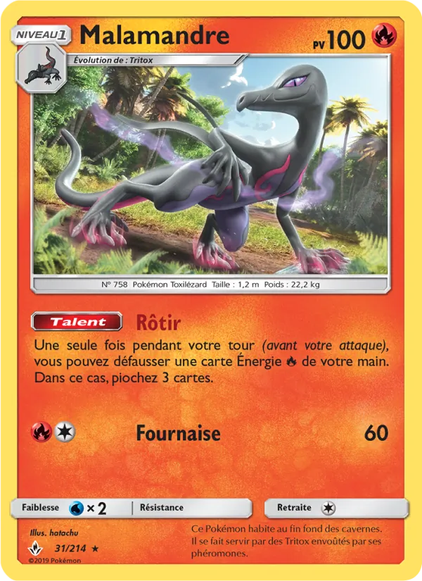 Carte Pokémon Malamandre 31/214 de l'extension Alliance Infaillible