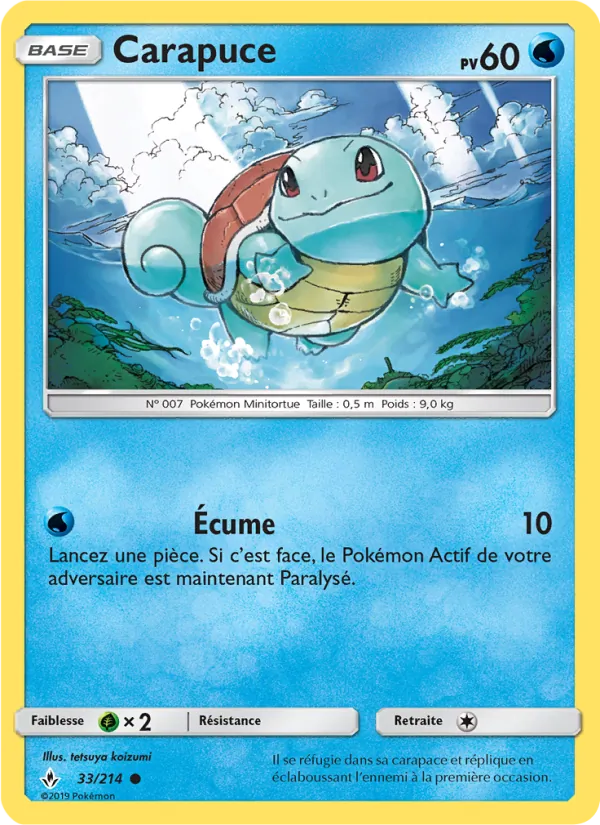 Carte Pokémon Carapuce 33/214 de l'extension Alliance Infaillible