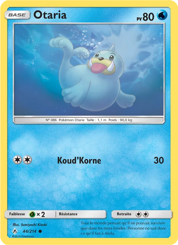 Carte Pokémon Otaria 44/214 de l'extension Alliance Infaillible