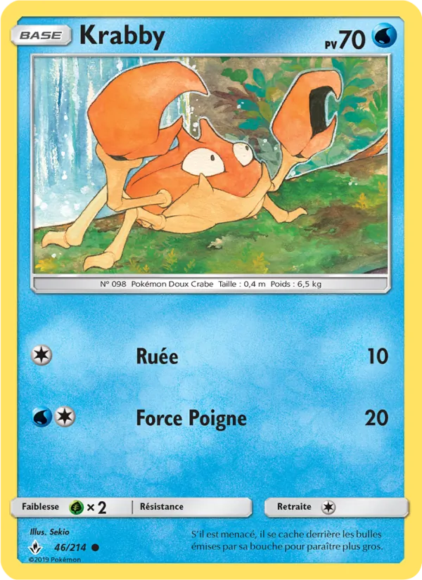 Carte Pokémon Krabby 46/214 de l'extension Alliance Infaillible