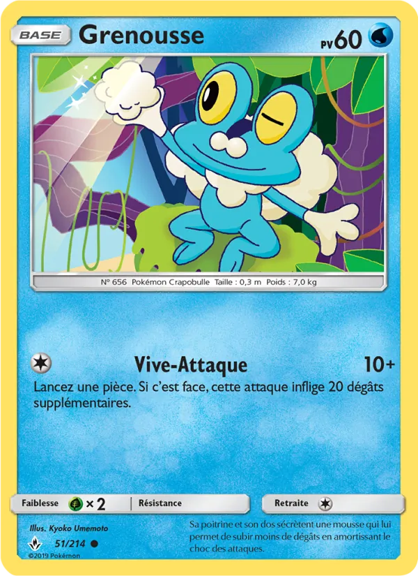 Carte Pokémon Grenousse 51/214 de l'extension Alliance Infaillible