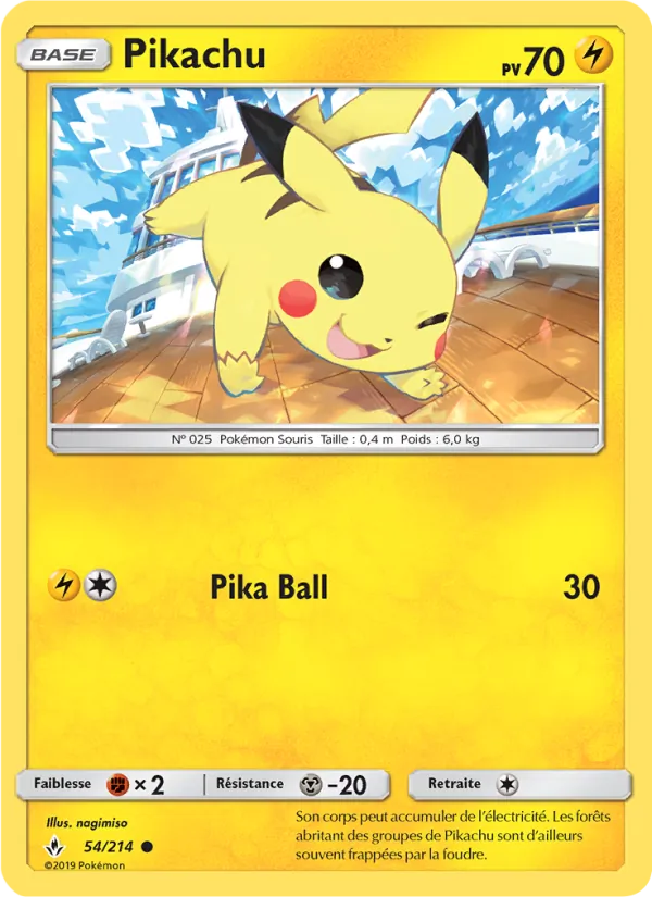 Carte Pokémon Pikachu 54/214 de l'extension Alliance Infaillible