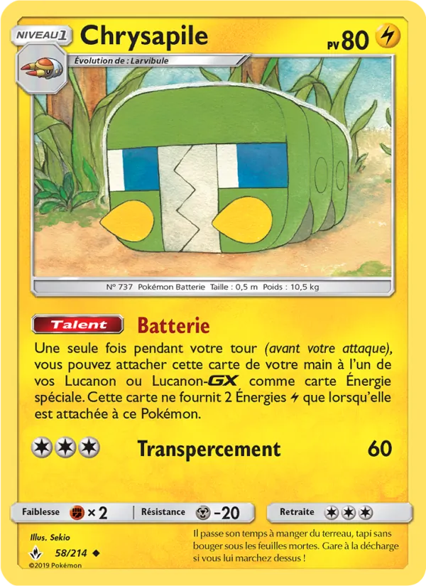 Carte Pokémon Chrysapile 58/214 de l'extension Alliance Infaillible