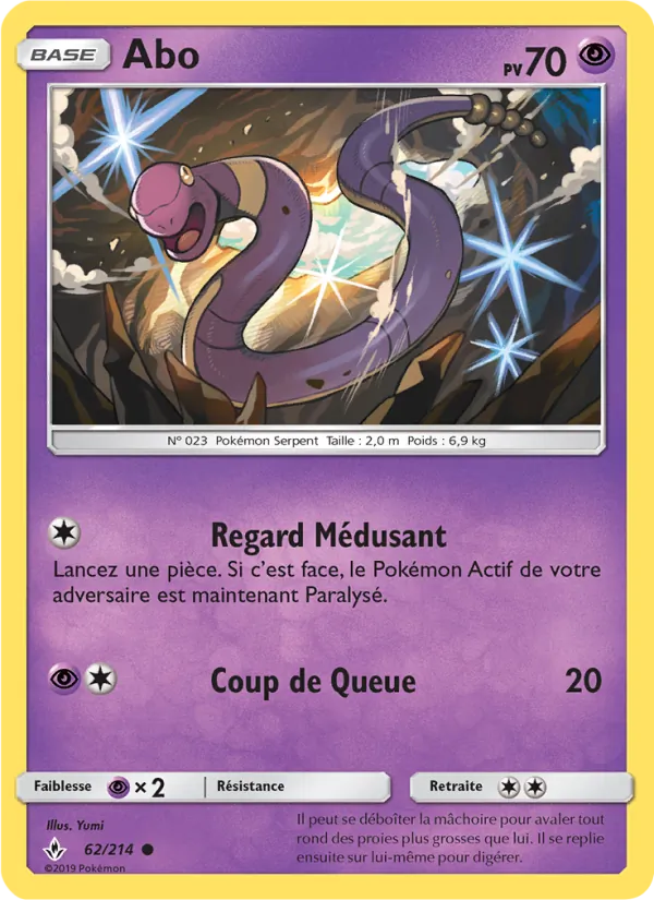 Carte Pokémon Abo 62/214 de l'extension Alliance Infaillible