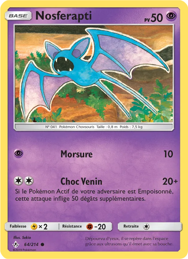 Carte Pokémon Nosferapti 64/214 de l'extension Alliance Infaillible