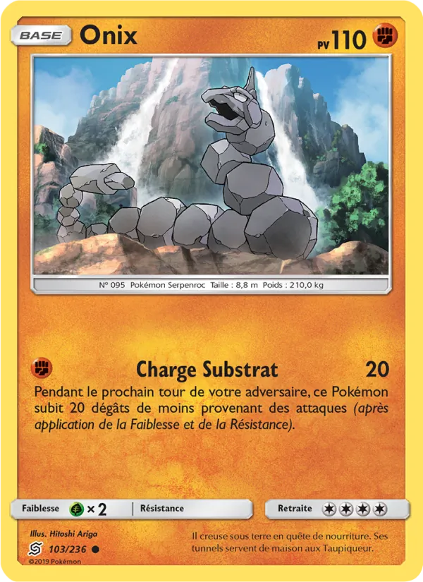 Carte Pokémon Onix 103/236 de l'extension Harmonie des Esprits