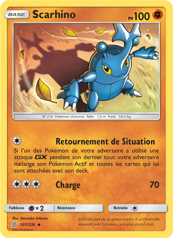 Carte Pokémon Scarhino 107/236 de l'extension Harmonie des Esprits