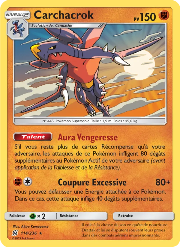 Carte Pokémon Carchacrok 114/236 de l'extension Harmonie des Esprits